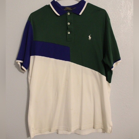 Ralph Lauren Men's Green, Blue, and White Polo Shirt - Picture 2 of 9